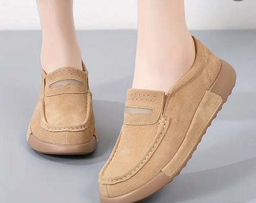 Women's Platform Loafers, Solid Color Round Toe Slip On Shoes, Casual All-Match Low Top Shoes