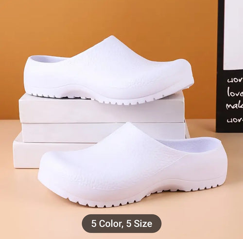 Women's Health Care Service Shoes, Waterproof Closed Toe Anti-Slip Kitchen Working Mules